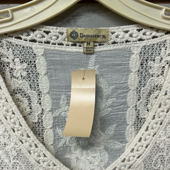 Democracy Cream Lace V-Neck Blouse - Picture 2 of 6